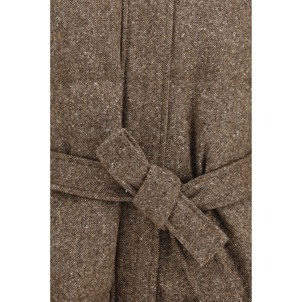 Brunello Cucinelli Brown Wool Oves Aries Coat - Eljoys Fashion 