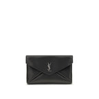 Saint Laurent Black Calf Leather Bos Taurus Clutch Bag - Eljoys Fashion 