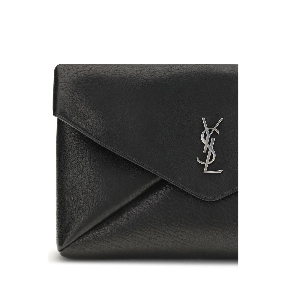 Saint Laurent Black Calf Leather Bos Taurus Clutch Bag - Eljoys Fashion 