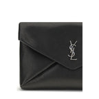 Saint Laurent Black Calf Leather Bos Taurus Clutch Bag - Eljoys Fashion 
