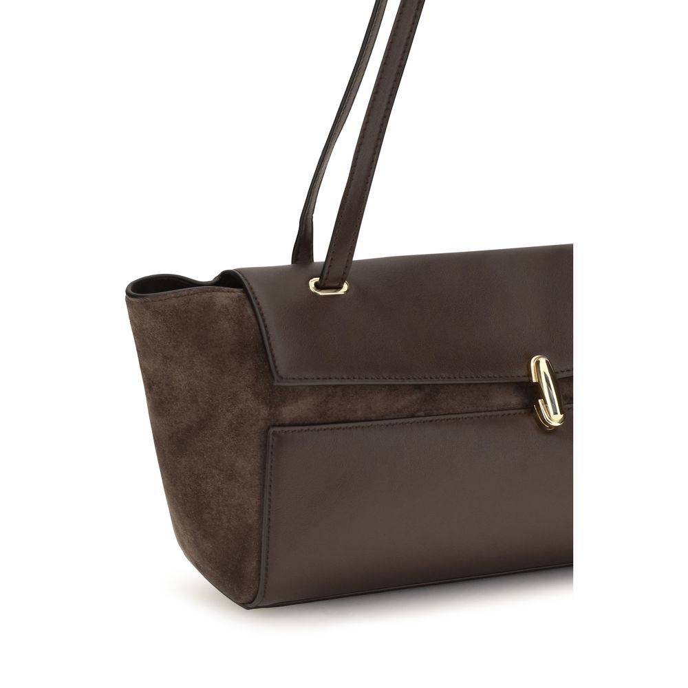 Savette Brown Calf Leather Bos Taurus Shoulder Bag