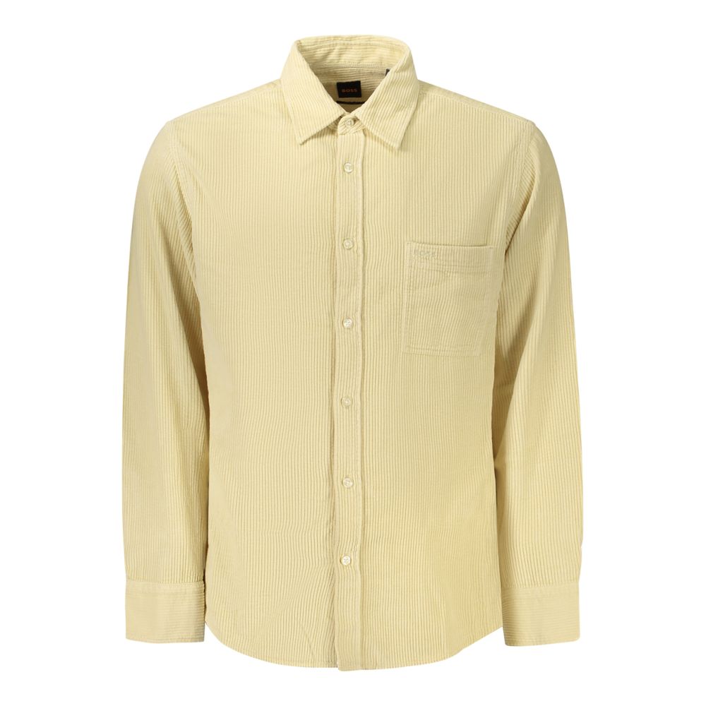 Hugo Boss Beige Cotton Mens Shirt - Eljoys Fashion 