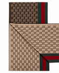 Gucci Monogram Brown Cashmere & Wool Scarf with Green & Red Web Stripe - Eljoys Fashion 