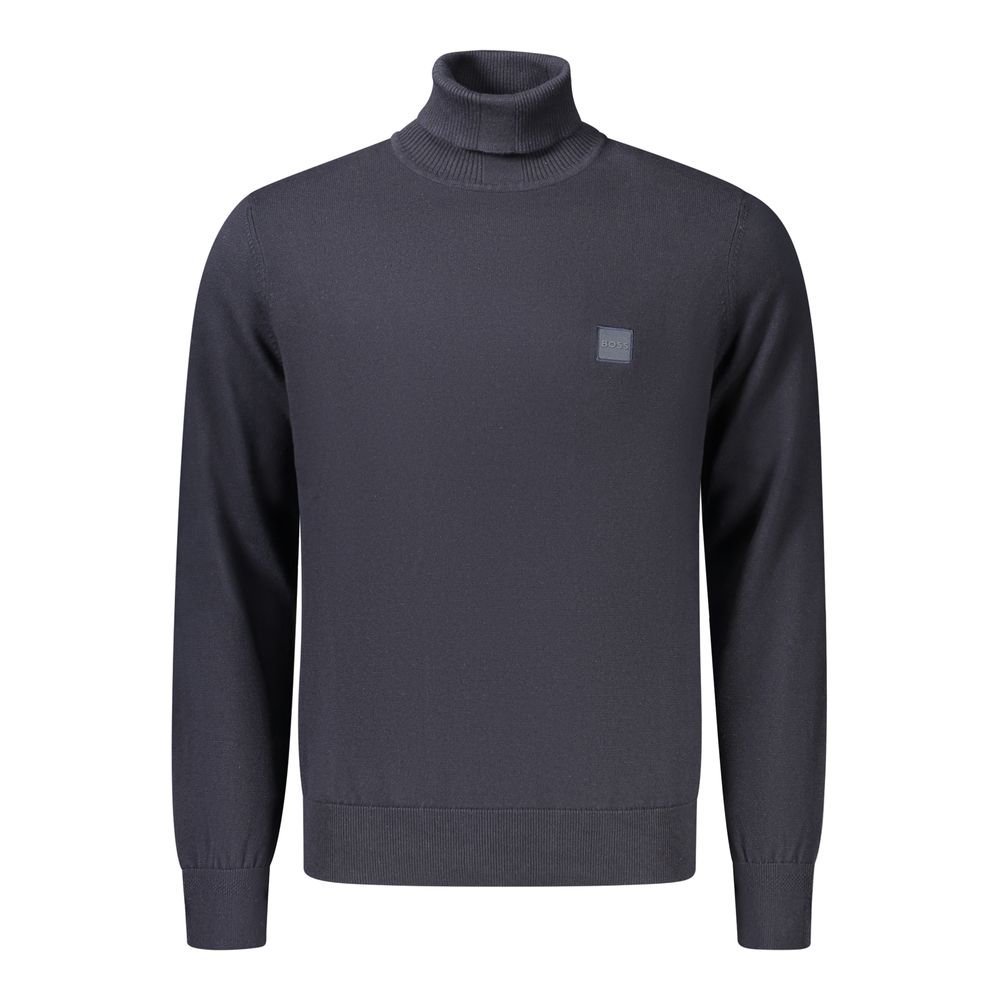 Hugo Boss Blue Cotton Turtleneck - Eljoys Fashion 