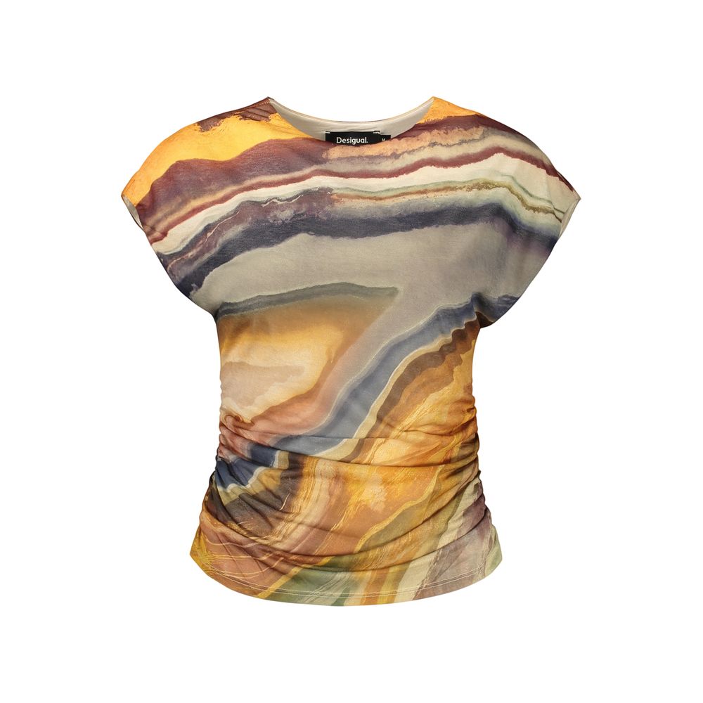 Desigual Beige Elastane T-Shirt - Eljoys Fashion 
