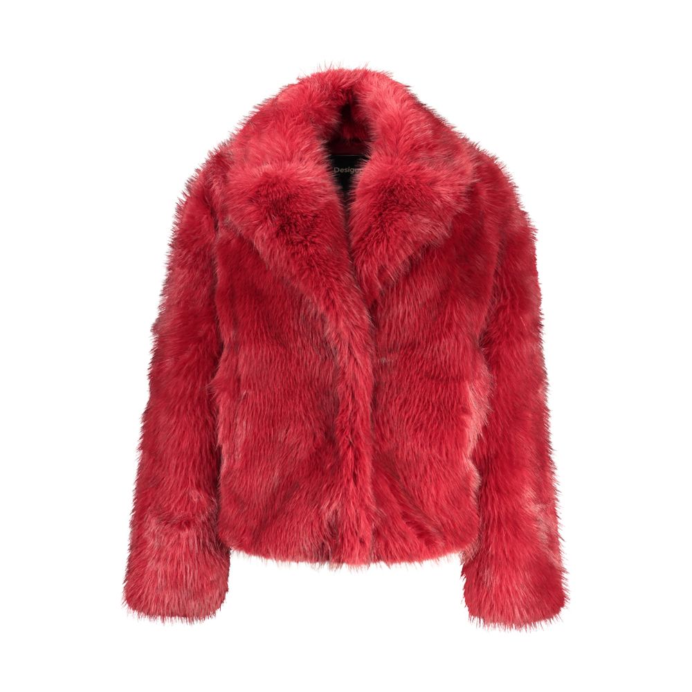 Desigual Red Polyester Full-Length Jacket - Eljoys Fashion 