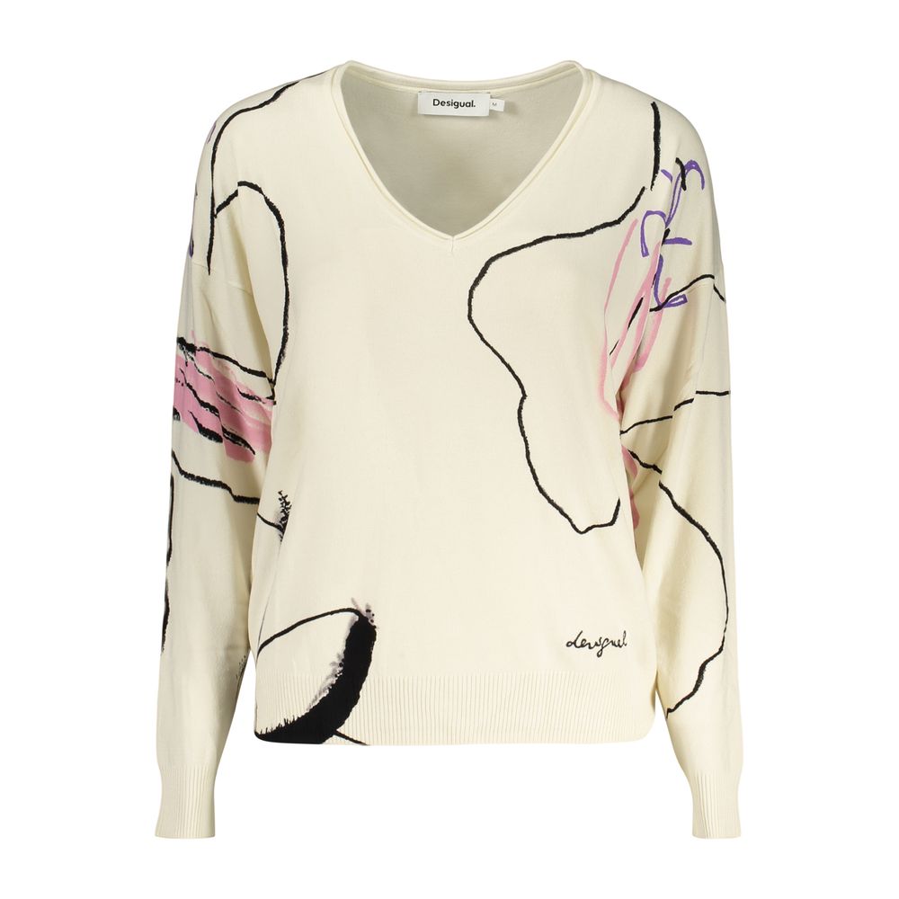 Desigual White Viscose Sweatshirt - Eljoys Fashion 