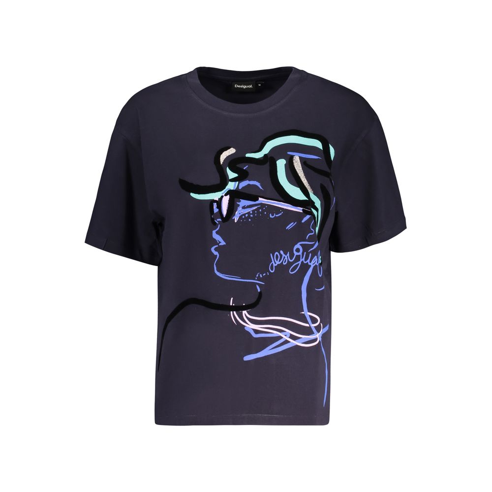 Desigual Blue Cotton T-Shirt - Eljoys Fashion 