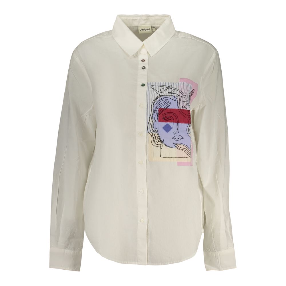 Desigual White Cotton Dress Shirt - Eljoys Fashion 