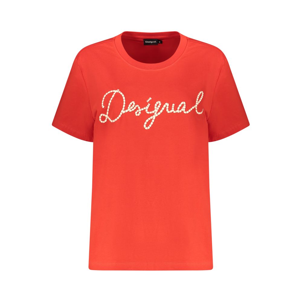 Desigual Red Cotton T-Shirt - Eljoys Fashion 
