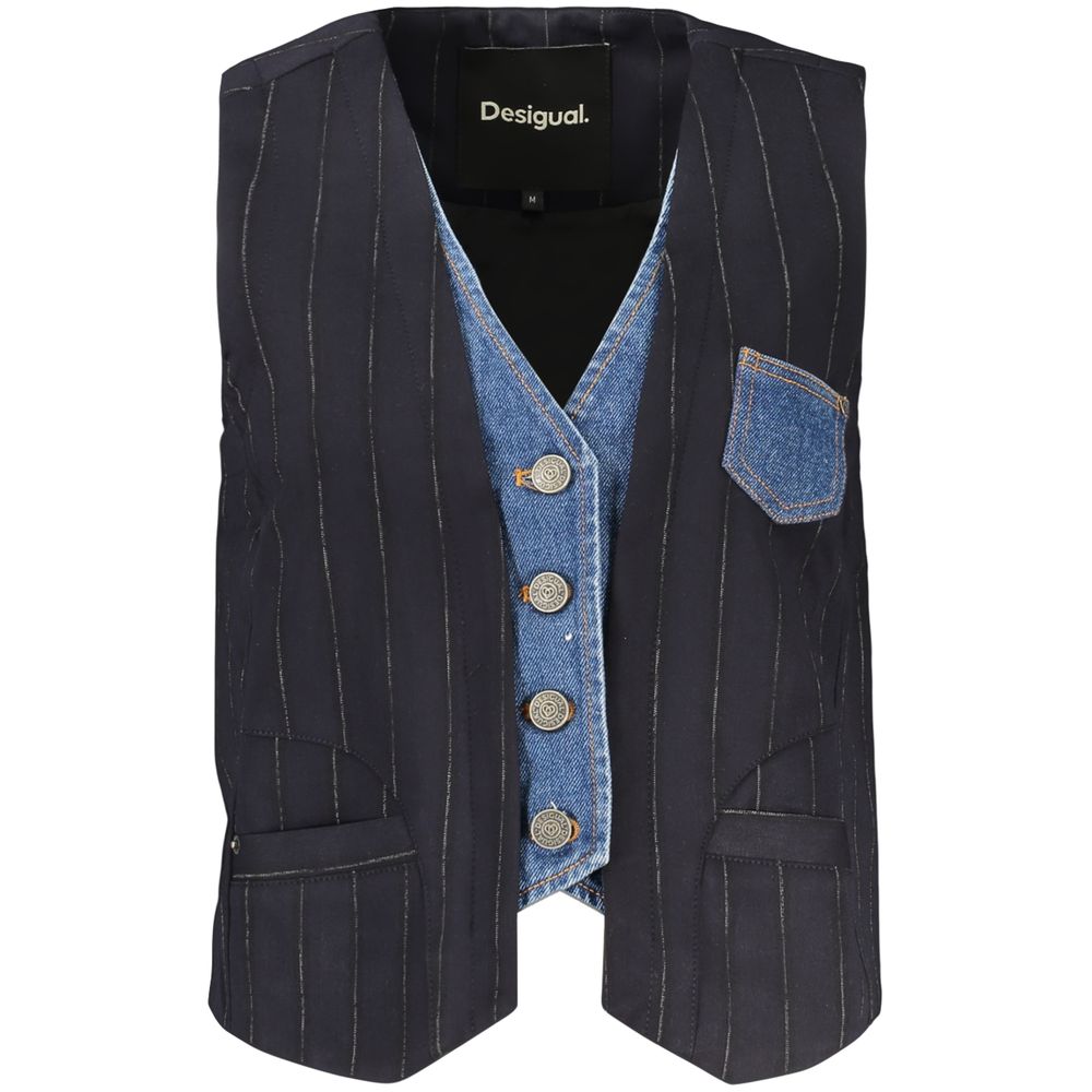 Desigual Blue Cotton Waistcoat - Eljoys Fashion 