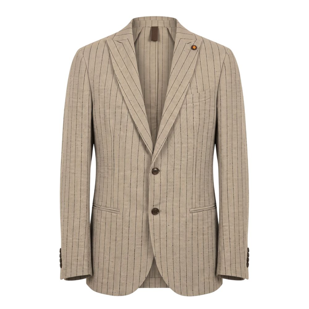 Roberto Pepe Luxury Beige Linen Men Jacket - Eljoys Fashion 