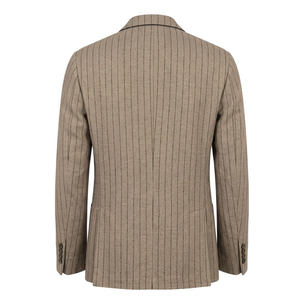 Roberto Pepe Luxury Beige Linen Men Jacket - Eljoys Fashion 
