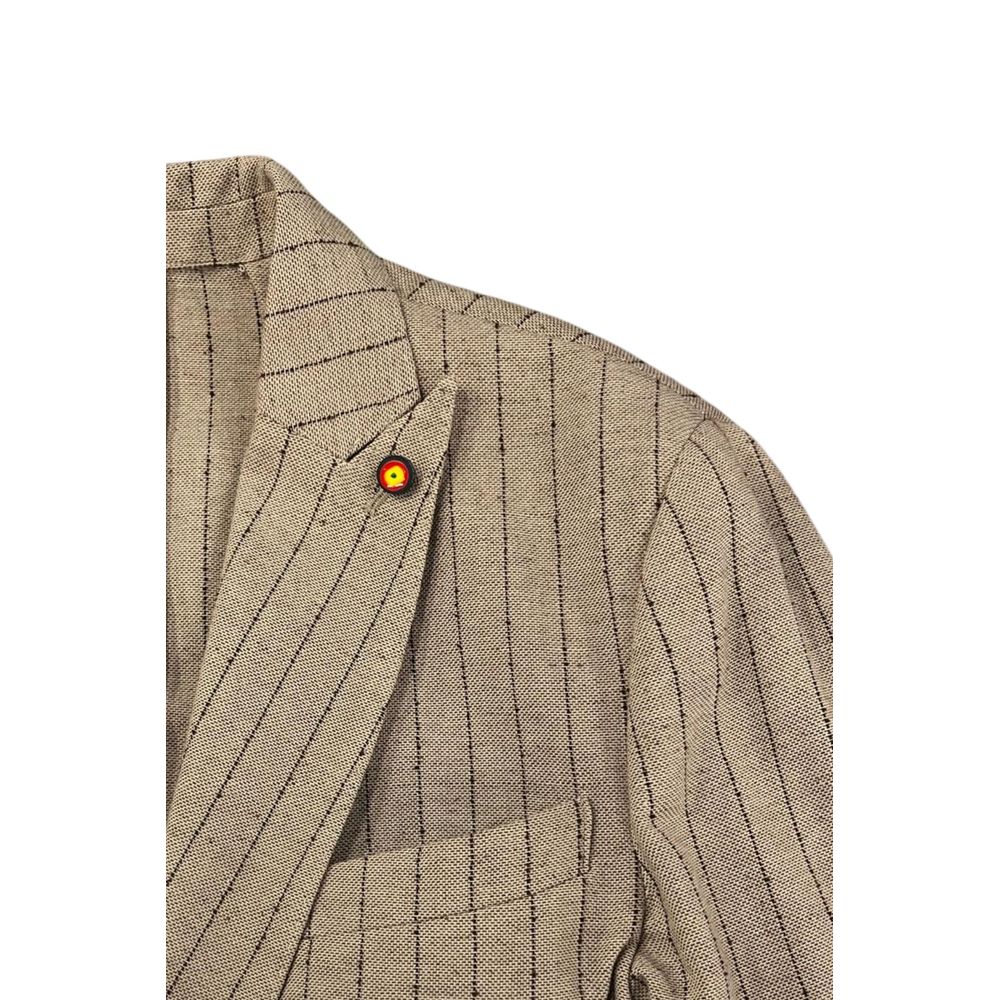 Roberto Pepe Luxury Beige Linen Men Jacket - Eljoys Fashion 