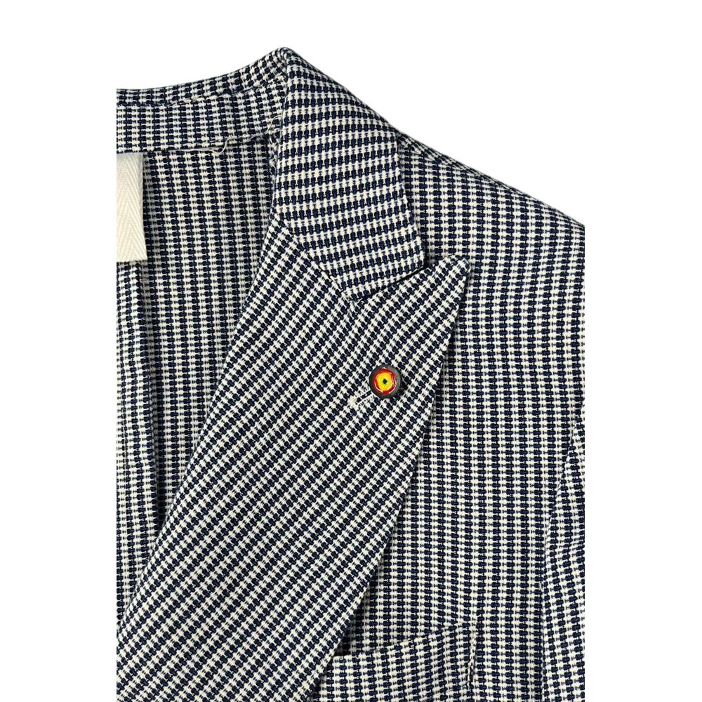 Roberto Pepe Luxury Blue Cotton Men Jacket - Eljoys Fashion 