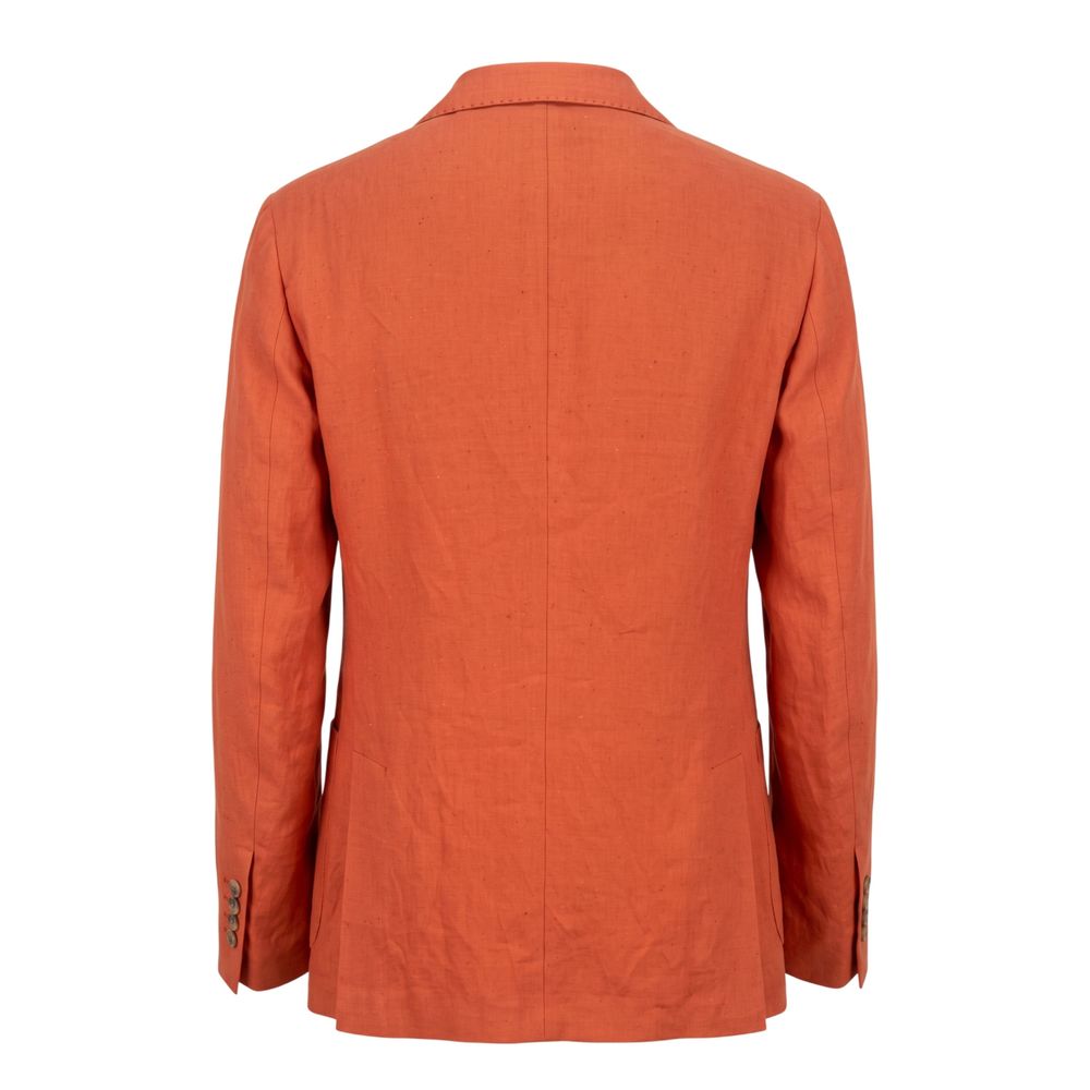 Roberto Pepe Luxury Orange Linen Men Jacket - Eljoys Fashion 