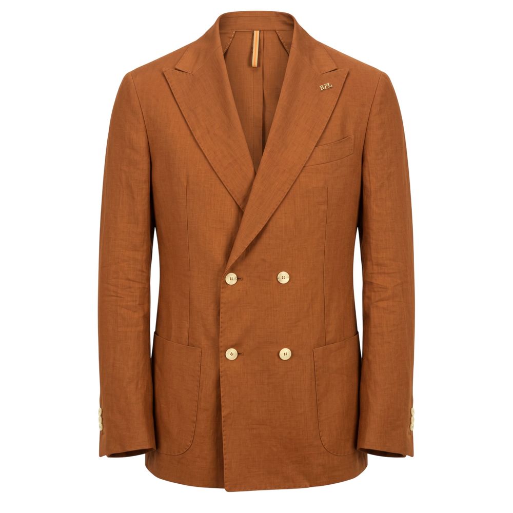 Roberto Pepe Luxury Brown Linen Men's Jacket - Eljoys Fashion 
