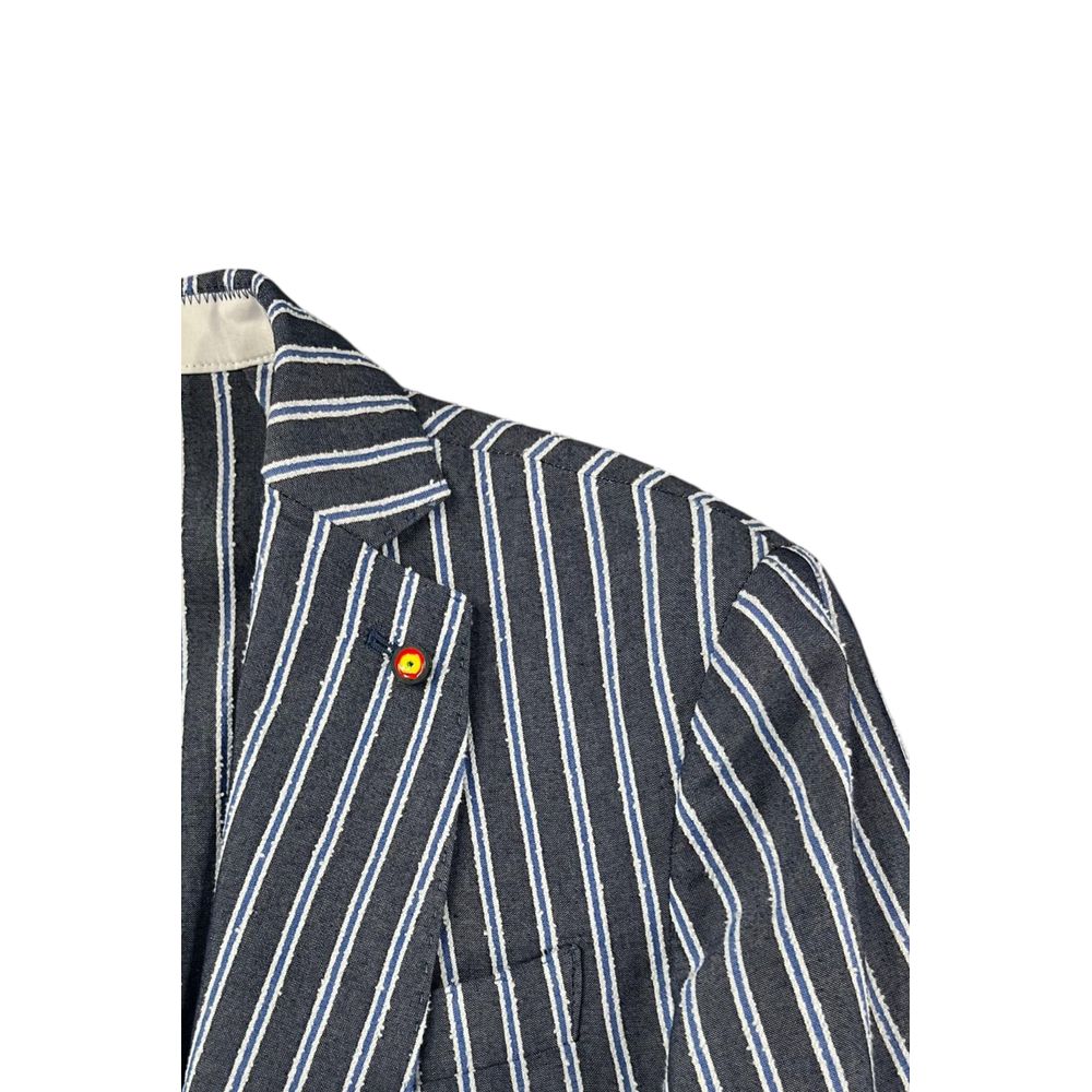 Roberto Pepe Luxury Blue Cotton Men's Jacket - Eljoys Fashion 