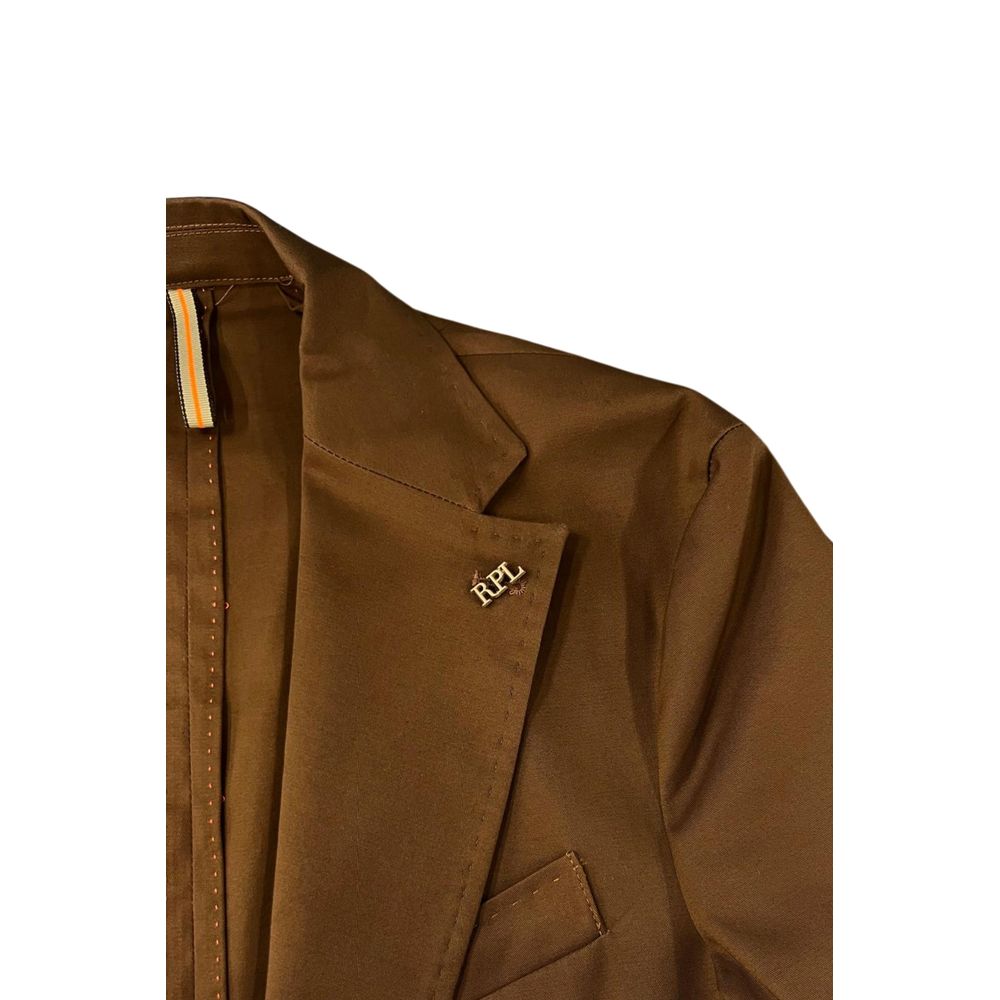 Roberto Pepe Luxury Brown Cotton Men's Jacket - Eljoys Fashion 