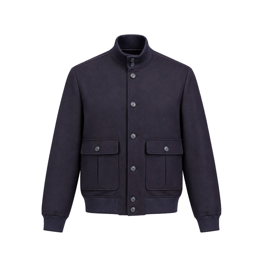 Autore Blue Virgin Wool Bomber - Eljoys Fashion 