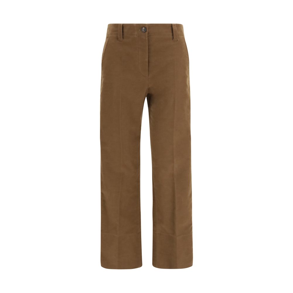 Brunello Cucinelli Brown Cotton Casual Pants - Eljoys Fashion 