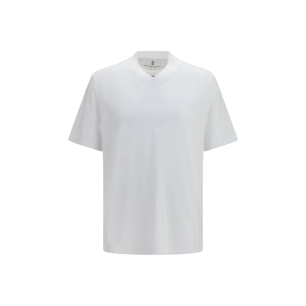 Brunello Cucinelli White Cotton T-Shirt - Eljoys Fashion 