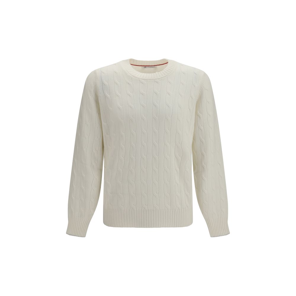 Brunello Cucinelli White Cashmere Sweater - Eljoys Fashion 