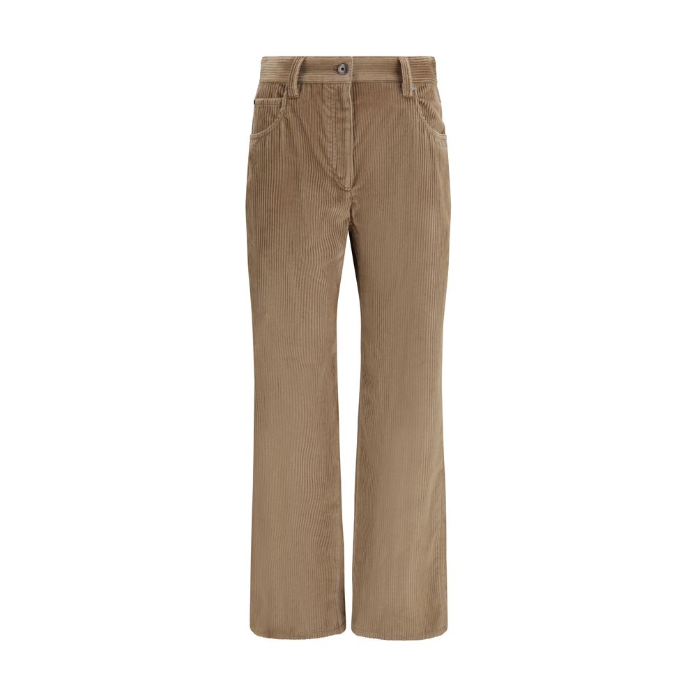 Brunello Cucinelli Brown Cotton Casual Pants - Eljoys Fashion 
