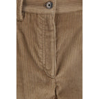 Brunello Cucinelli Brown Cotton Casual Pants - Eljoys Fashion 