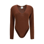 Forte_Forte Brown Wool Oves Aries Bodysuit