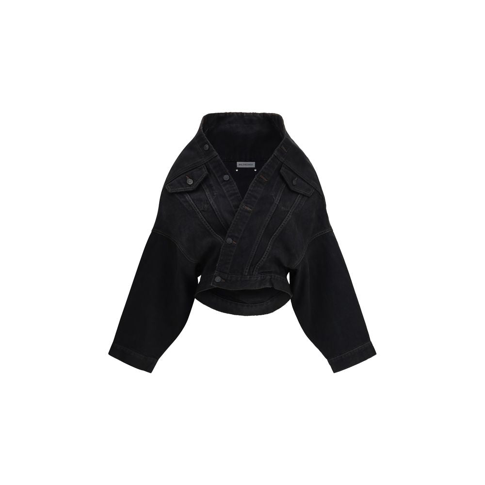 Balenciaga Black Cotton Denim Jacket - Eljoys Fashion 