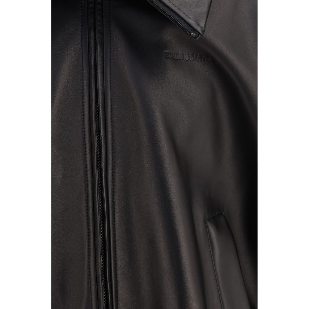 Balenciaga Black Lamb Ovis Aries Leather Jacket - Eljoys Fashion 