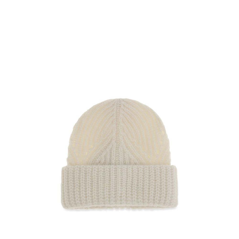 Moncler Beige Wool Oves Aries Beanie - Eljoys Fashion 
