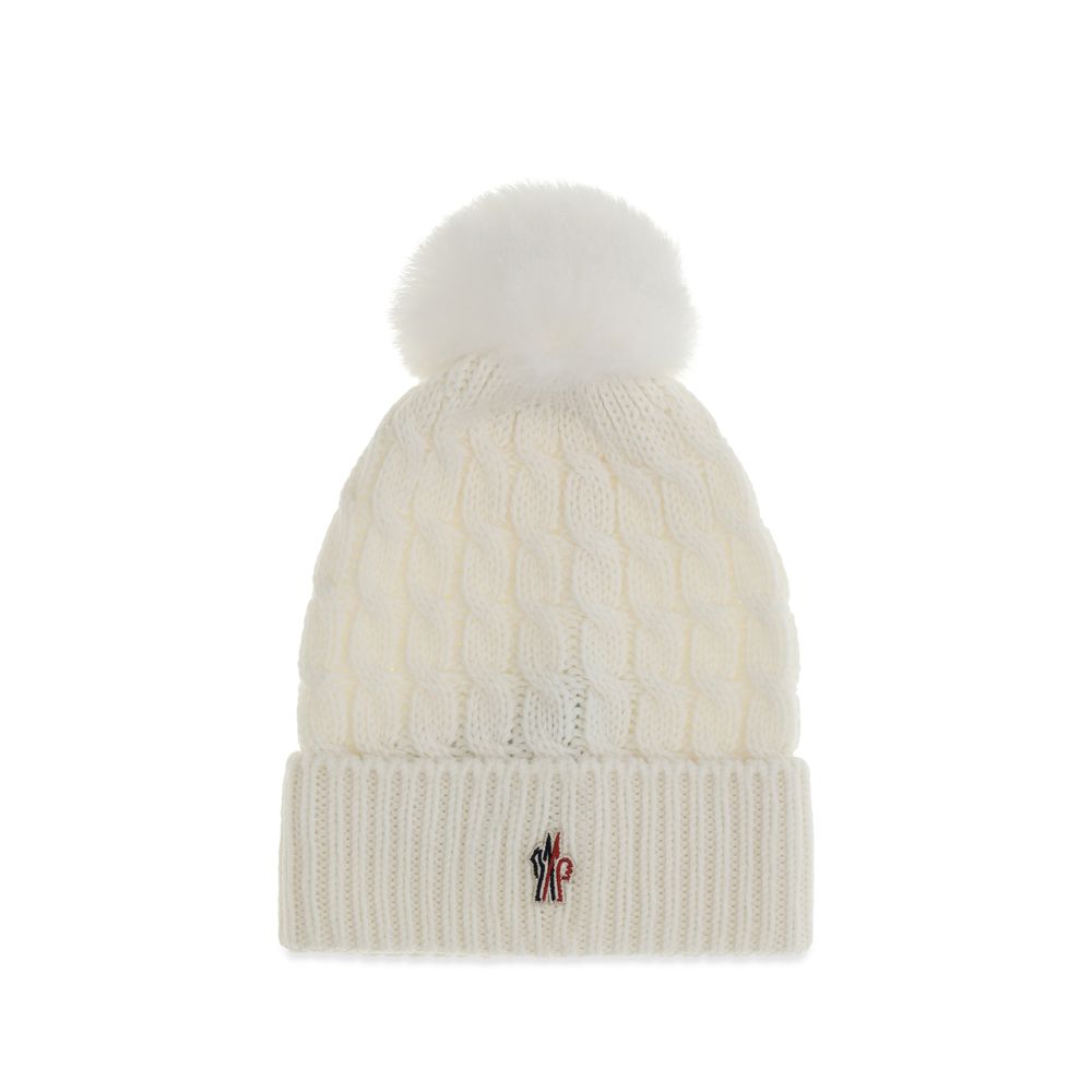 Moncler Grenoble White Wool Oves Aries Beanie - Eljoys Fashion 