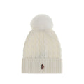 Moncler Grenoble White Wool Oves Aries Beanie - Eljoys Fashion 