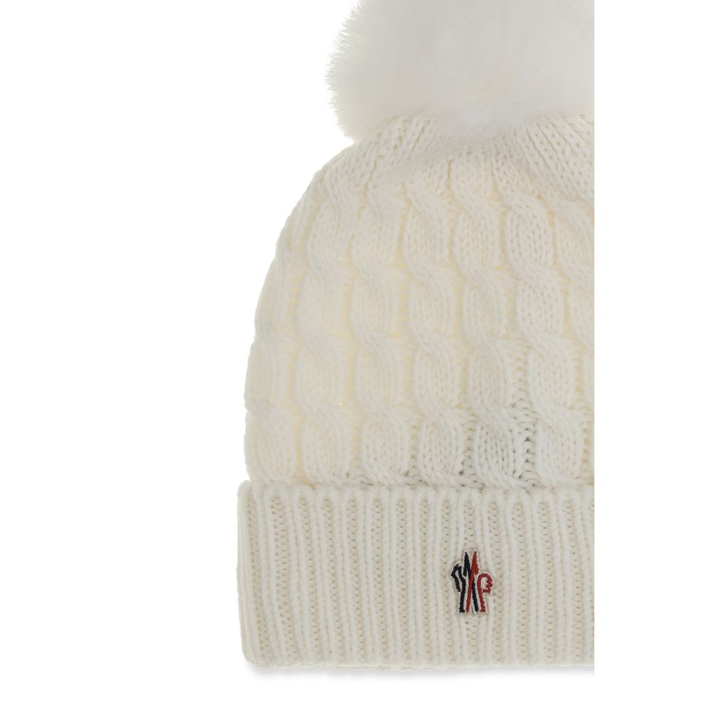 Moncler Grenoble White Wool Oves Aries Beanie - Eljoys Fashion 