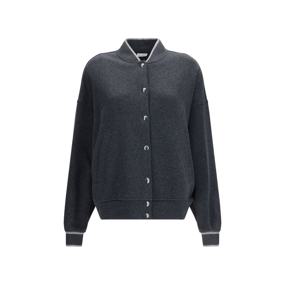 Brunello Cucinelli Gray Cotton Bomber - Eljoys Fashion 
