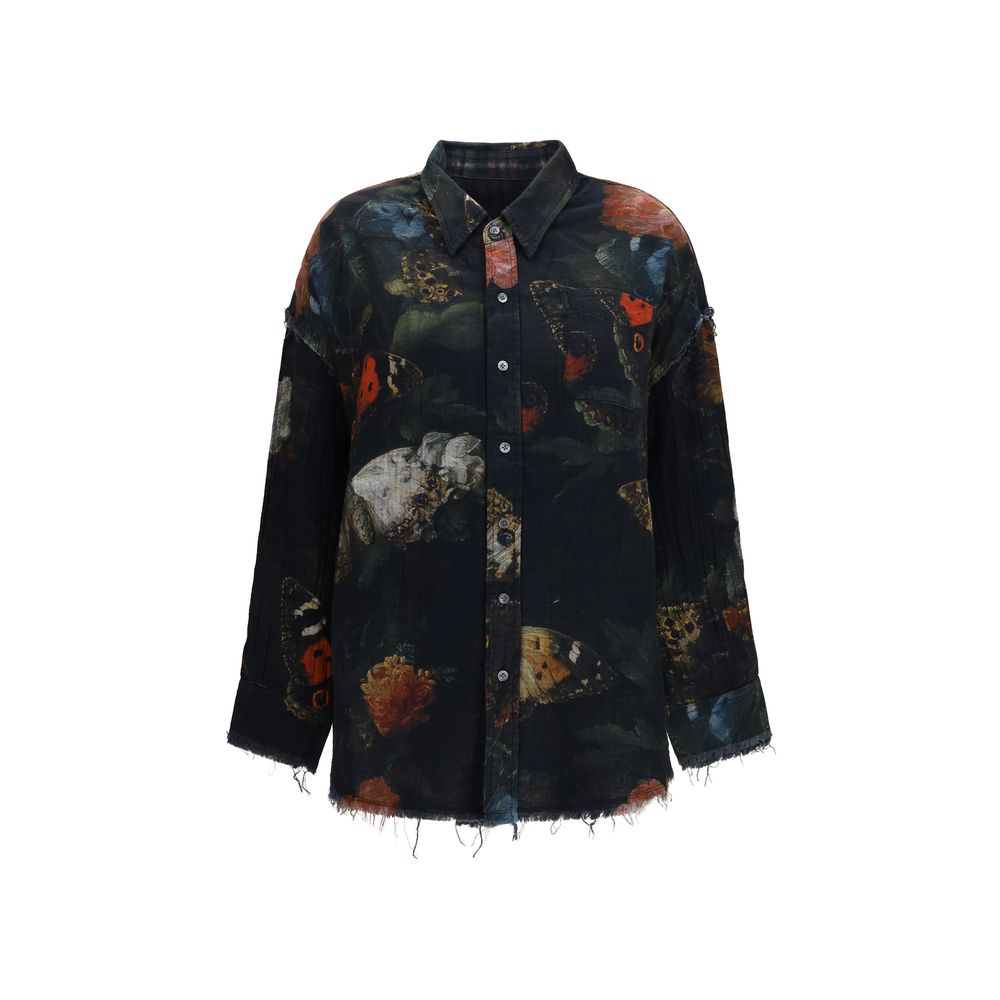 R13 Black Cotton Pattern Shirt - Eljoys Fashion 
