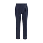 Brioni Blue Wool Oves Aries Casual Pants - Eljoys Fashion 
