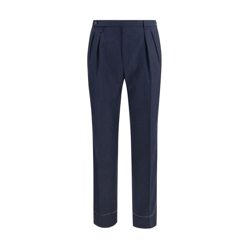 Brioni Blue Wool Oves Aries Casual Pants - Eljoys Fashion 