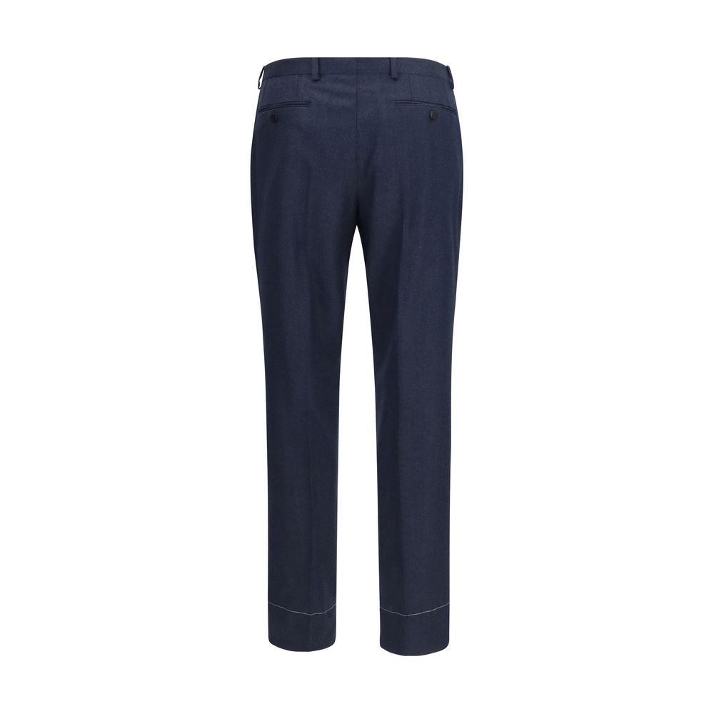 Brioni Blue Wool Oves Aries Casual Pants - Eljoys Fashion 
