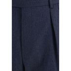 Brioni Blue Wool Oves Aries Casual Pants - Eljoys Fashion 