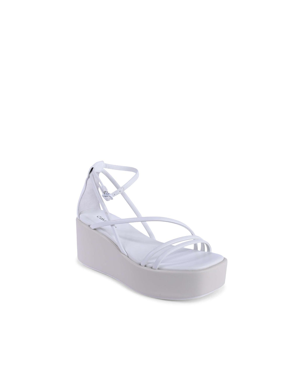 Calvin Klein White Leather Platform Sandals - Eljoys Fashion 