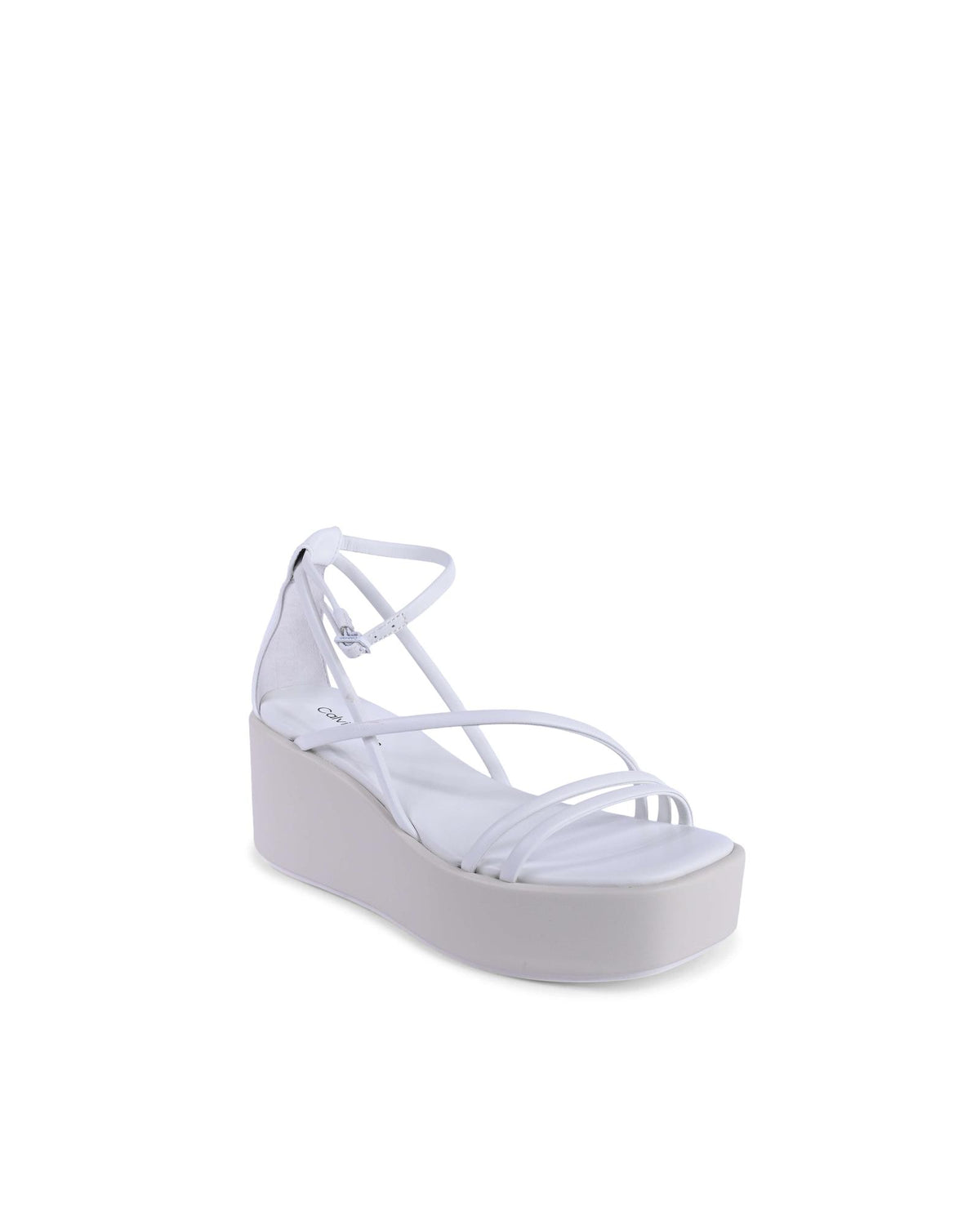 Calvin Klein White Leather Platform Sandals - Eljoys Fashion 