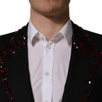 Dolce & Gabbana Black Crystal Embellished Coat Blazer Jacket - Eljoys Fashion 