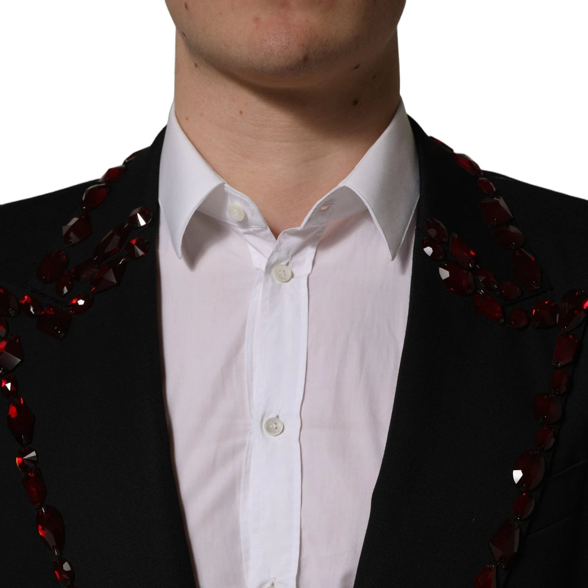 Dolce & Gabbana Black Crystal Embellished Coat Blazer Jacket - Eljoys Fashion 