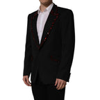 Dolce & Gabbana Black Crystal Embellished Coat Blazer Jacket - Eljoys Fashion 