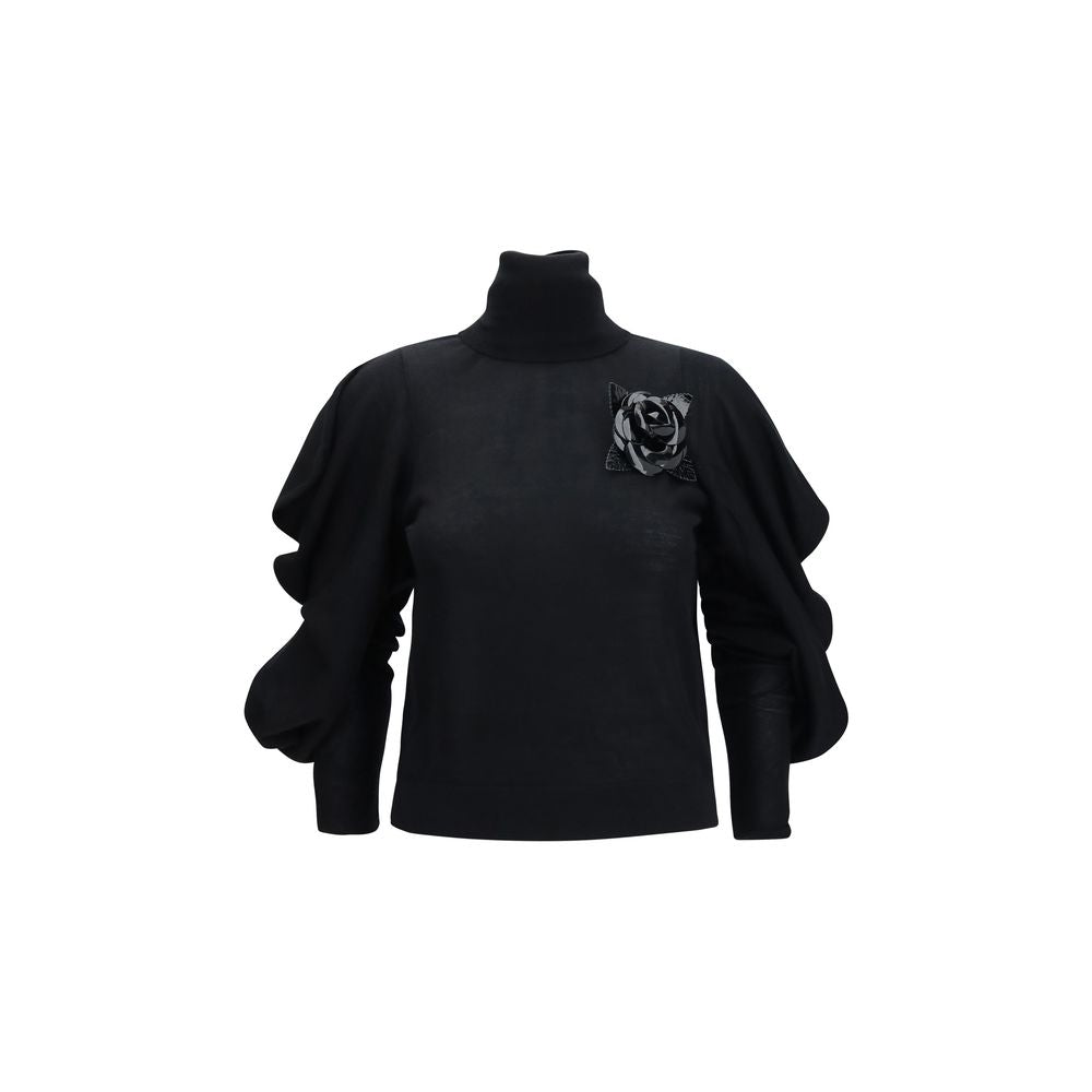 Blumarine Black Wool Oves Aries Turtleneck - Eljoys Fashion 
