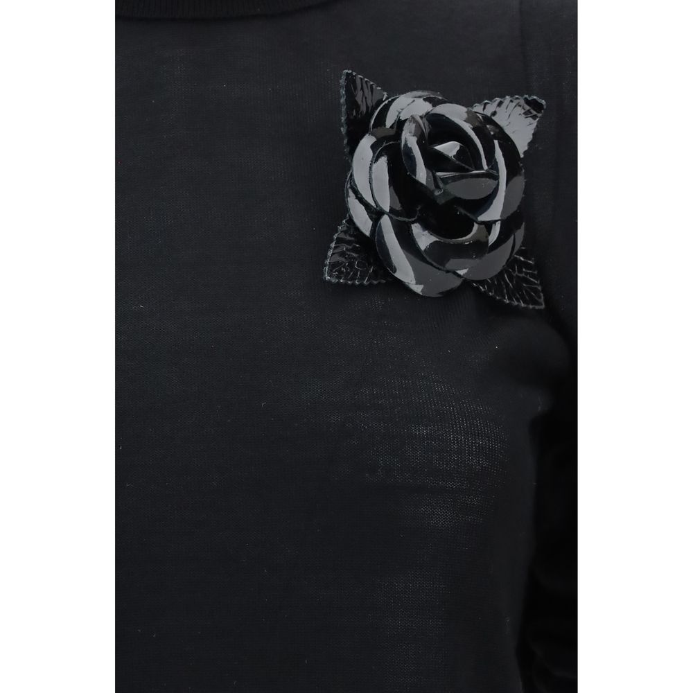 Blumarine Black Wool Oves Aries Turtleneck - Eljoys Fashion 