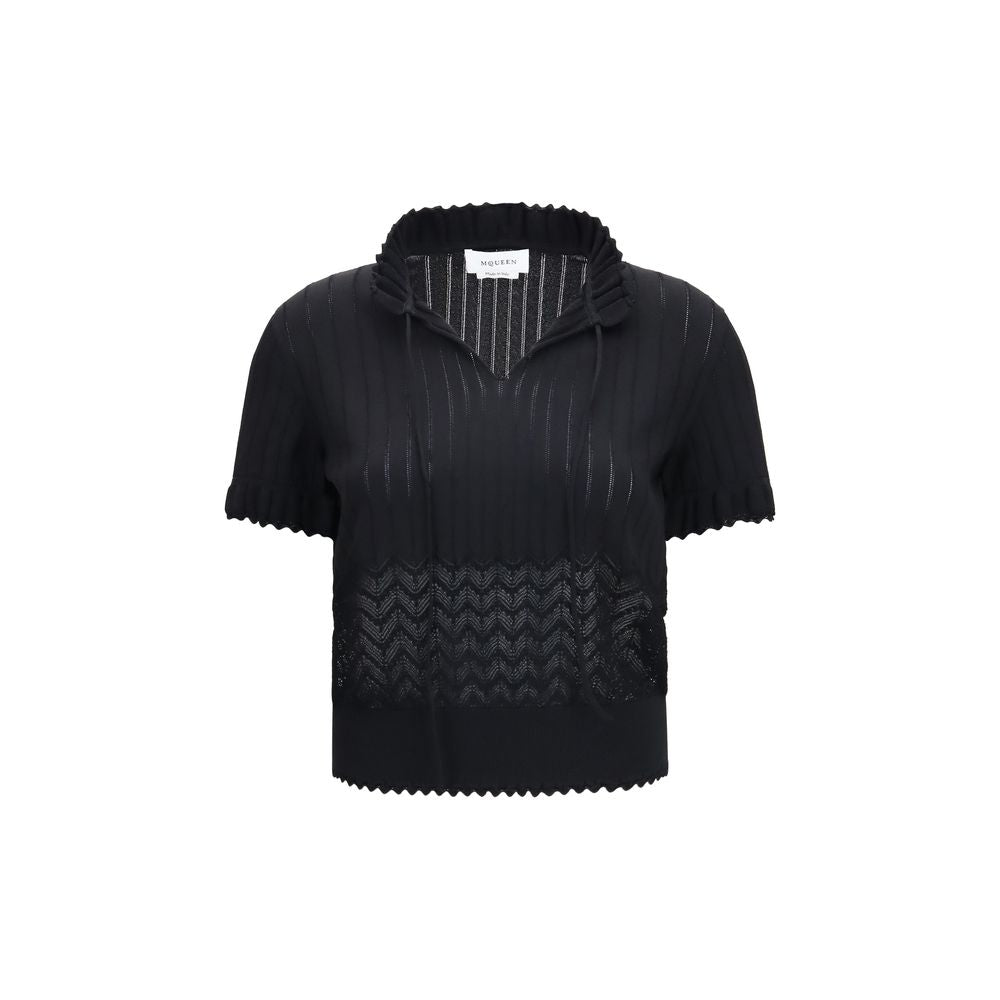 Alexander McQueen Black Viscose T-Shirt - Eljoys Fashion 
